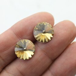 14 mm Swarovski Crystal Stud Earrings Rivoli Earrings with Swarovski Crystals Light Colorado Topaz