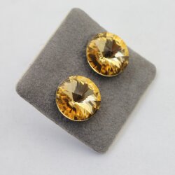 14 mm Swarovski Crystal Stud Earrings Rivoli Earrings with Swarovski Crystals Light Colorado Topaz