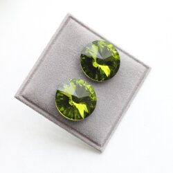 14 mm Rivoli Ohrstecker Ohrringe mit Swarovski Kristallen. Olivine