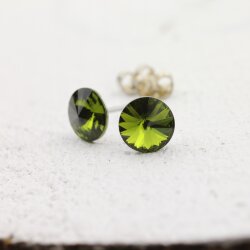 14 mm Rivoli Ohrstecker Ohrringe mit Swarovski Kristallen. Olivine