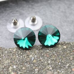 14 mm Rivoli Ohrstecker Ohrringe mit Swarovski Kristallen. Emerald