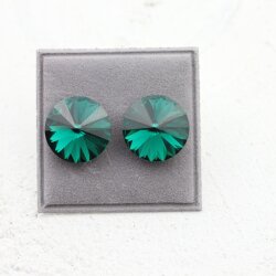 14 mm Rivoli Ohrstecker Ohrringe mit Swarovski Kristallen. Emerald