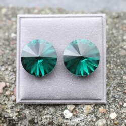 14 mm Rivoli Ohrstecker Ohrringe mit Swarovski Kristallen. Emerald