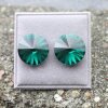 14 mm Swarovski Crystal Stud Earrings Rivoli Earrings with Swarovski Crystals Emerald