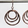 Antique Copper Circle Earrings- three circle