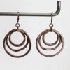 Antique Copper Circle Earrings- three circle