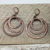 Antique Copper Circle Earrings- three circle