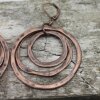 Antique Copper Circle Earrings- three circle