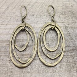 Antique Brass Circle Earrings- three circle
