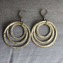 Antique Brass Circle Earrings- three circle