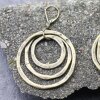 Antique Brass Circle Earrings- three circle