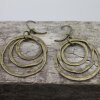 Antique Brass Circle Earrings- three circle