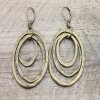 Antique Brass Circle Earrings- three circle