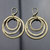 Antique Brass Circle Earrings- three circle