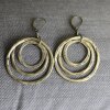 Antique Brass Circle Earrings- three circle