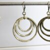 Antique Brass Circle Earrings- three circle