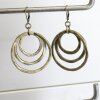 Antique Brass Circle Earrings- three circle