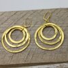 Gold Circle Earrings- three circle