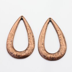 5 Antique Copper Drop Charms, Pear Pendants Ethnic Style