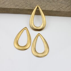 5 Matte Gold Drop Charms, Pear Pendants Ethnic Style