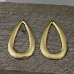 5 Matte Gold Drop Charms, Pear Pendants Ethnic Style