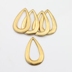 5 Matte Gold Drop Charms, Pear Pendants Ethnic Style