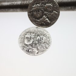 5 Antique Silver Mary and Jesus Coin Charms