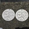 5 Antique Silver Mary and Jesus Coin Charms