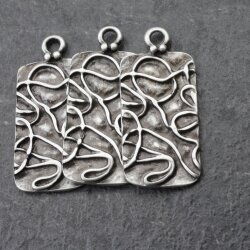 5 Antique Silver Rectangular Statement Charms