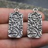 5 Antique Silver Rectangular Statement Charms