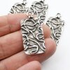 5 Antique Silver Rectangular Statement Charms