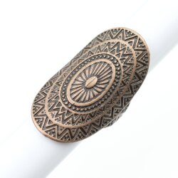 Antique Copper Mandala Ring Large Oval Ring