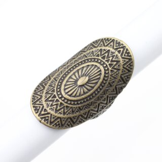 Antique Brass Mandala Ring Large Oval Ring