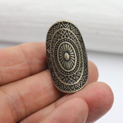 Antique Brass Mandala Ring Large Oval Ring