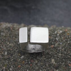 Abstrakter Brutalistischer Statement Ring Silber Ring