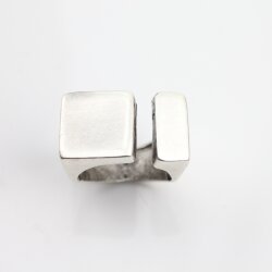 Silver Modernist Ring, Abstract Statement Brutalist Ring