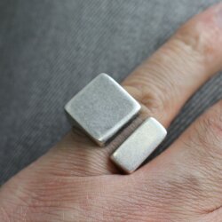 Abstrakter Brutalistischer Statement Ring Silber Ring