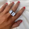 Abstrakter Brutalistischer Statement Ring Silber Ring