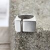 Abstrakter Brutalistischer Statement Ring Silber Ring