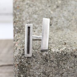 Abstrakter Doppel Linien Statement Ring, Silber Ring