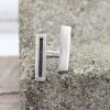 Silver Brutalist Double Lines Ring, Modernist Abstract Ring