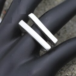 Abstrakter Doppel Linien Statement Ring, Fallender Silber Ring