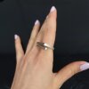 Abstrakter Doppel Linien Statement Ring, Fallender Silber Ring