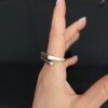 Abstrakter Doppel Linien Statement Ring, Fallender Silber Ring