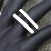 Silver Brutalist Double Lines Ring, Modernist Abstract Ring