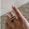 Silver Brutalist Double Lines Ring, Modernist Abstract Ring