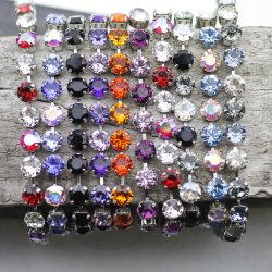 1 m Rhodium Kesselkette für 8 mm Swarovski und Preciosa Kristalle, Kette Fassungen für Kristalle