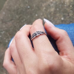 Silver Leaf Ring, Toe Ring, Midi Ring, Silver Ring,...