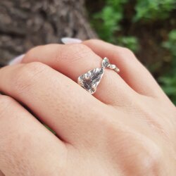 Silver Leaf Ring, Toe Ring, Midi Ring, Silver Ring,...