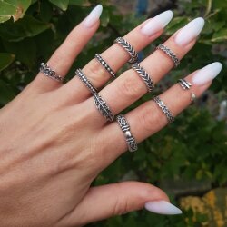 Zierlicher Blätter Ring, Minimalistischer Verstellbarer Ring, Midi Rings, Zehenringe